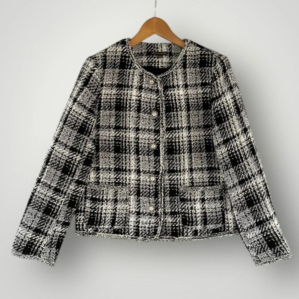 Adrianna Papell Blazer Jacket Tweed Women Size M